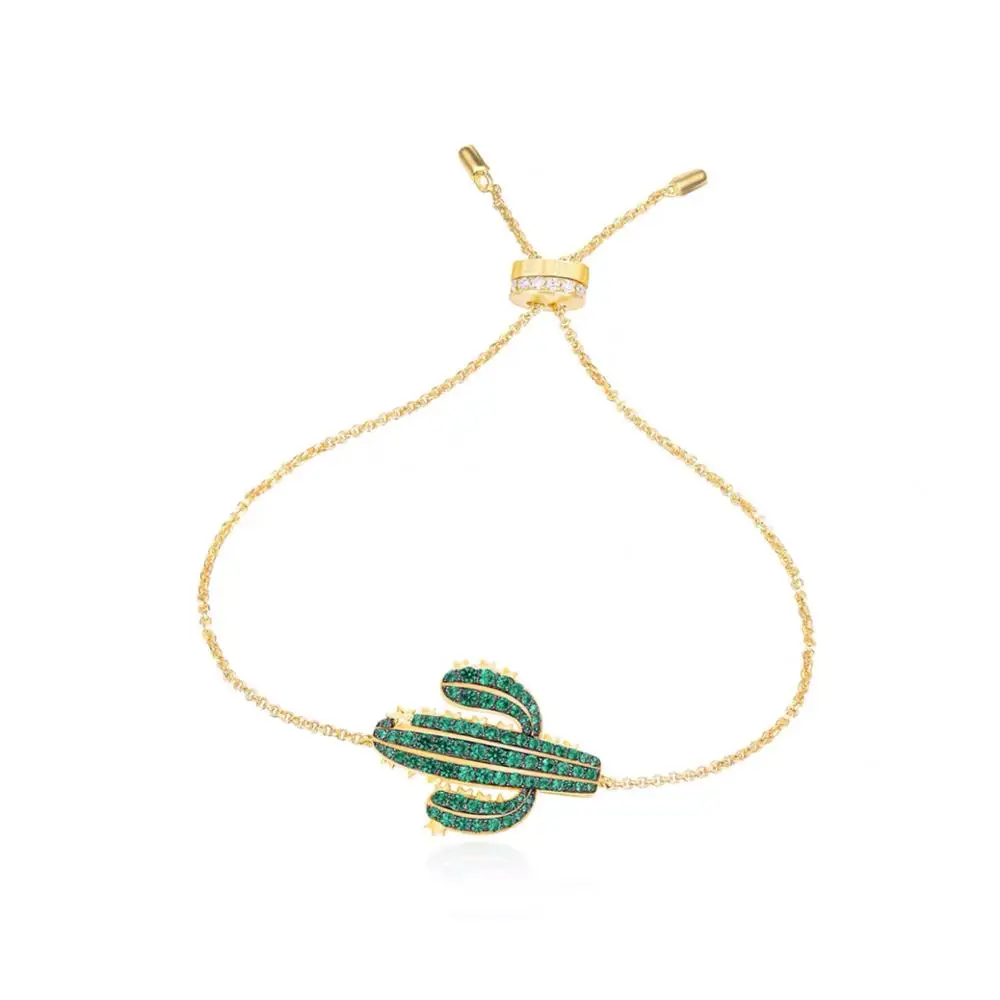 

High quality personalized fashion simple golden cactus with Zircon Bracelet