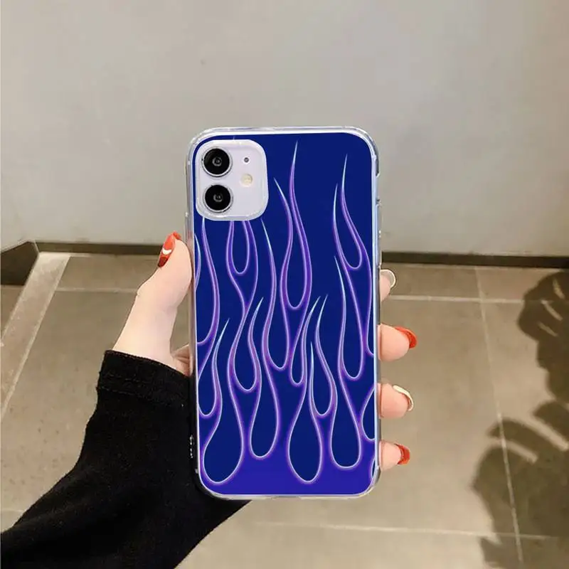 

Colorful Fashion flame Phone Case Transparent for iPhone 6 7 8 11 12 s mini pro X XS XR MAX Plus