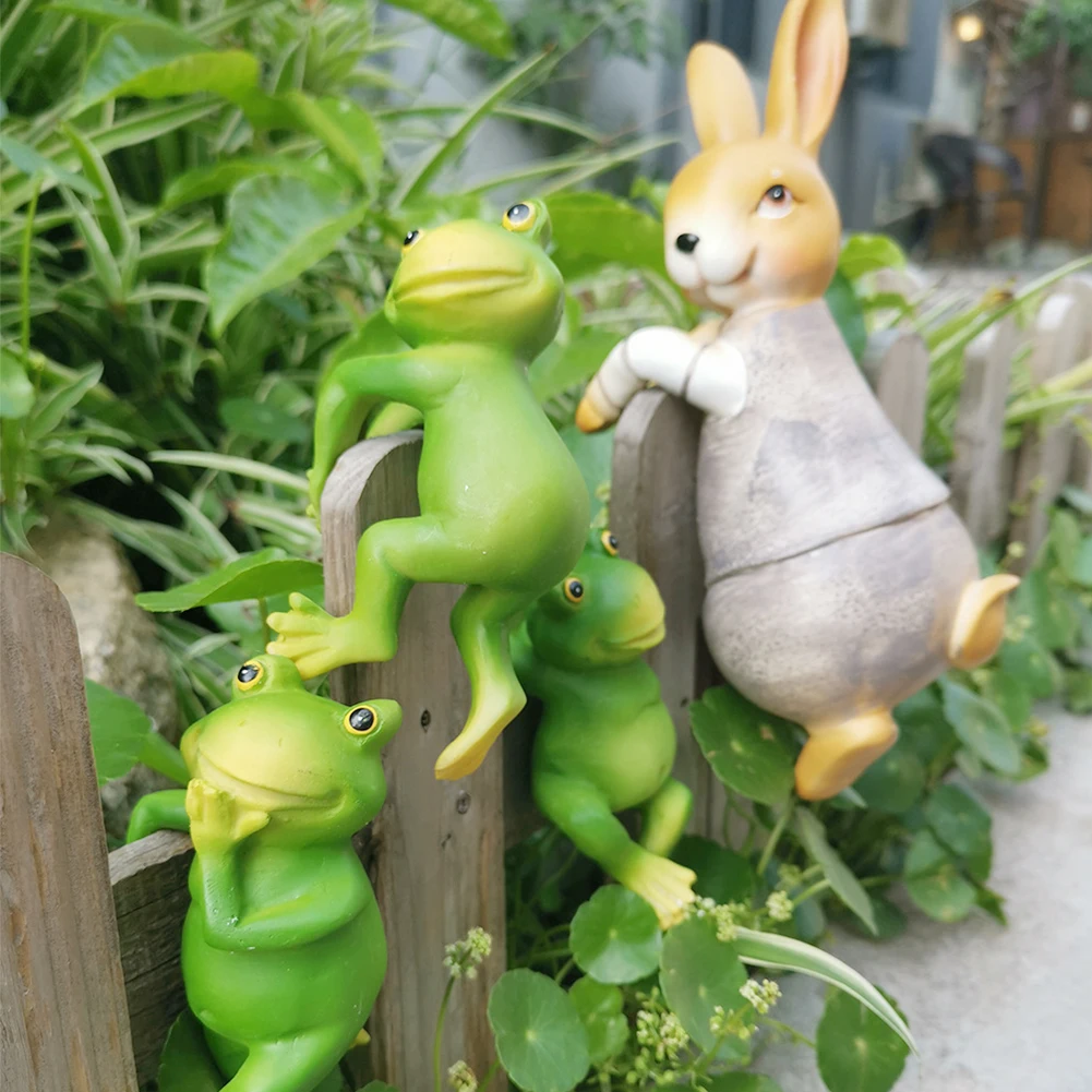 4 шт мультфильм моделирование милый серый кролик лягушка украшение для сада
