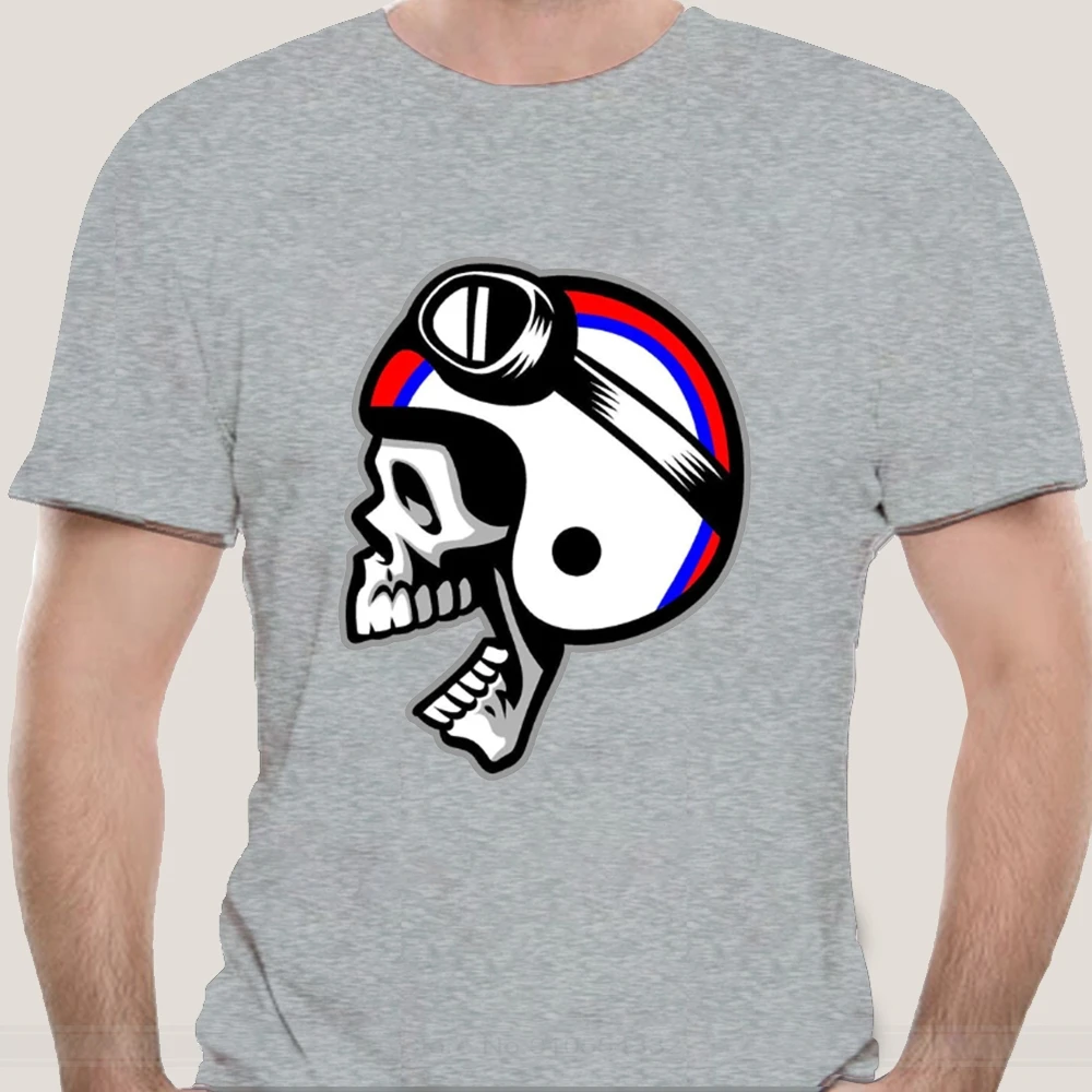 Тату черепа мотоциклетный шлем Мужская футболка картину происшедшего Футболка