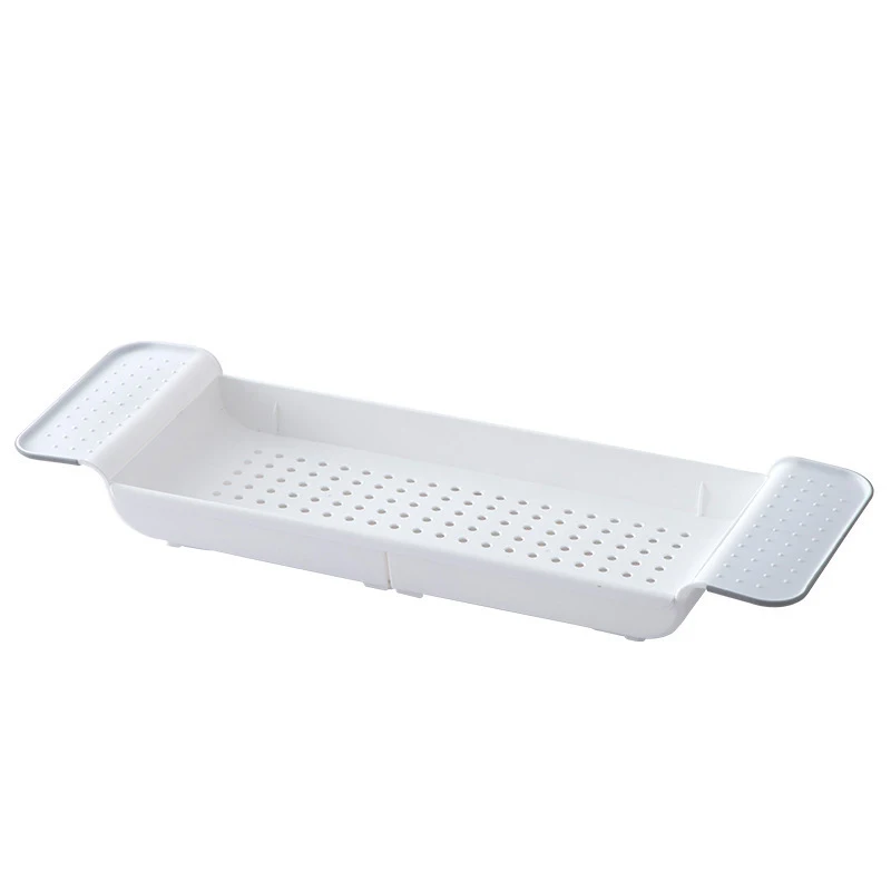 

Telescopic Shower Gel Rack Retractable Drain Rack Plastic Kitchen Free Perforated Bathtub Soaking Tub Storage Rack