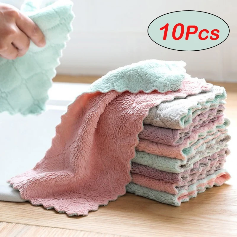 

Soft Microfiber Kitchen Towels Super Absorbent Cleaning Cloths Non-Stick Oil Dishes Cloth Rags for Kitchen Household Dish Towel