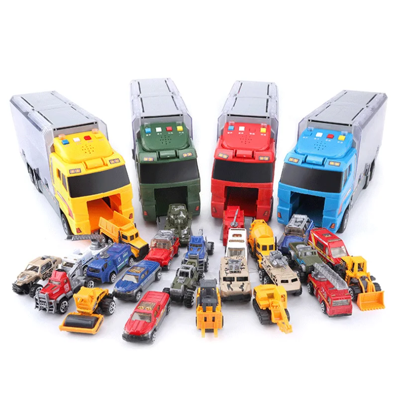 Большой грузовик и 6 шт. мини Литой автомобиль модель 1:64 масштаб Игрушки