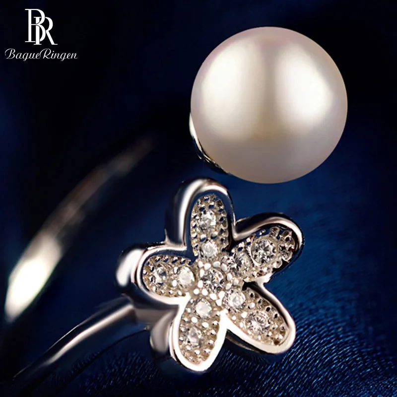 Bague Ringen горячая Распродажа циркон цветок натуральный жемчуг Женские Ювелирные