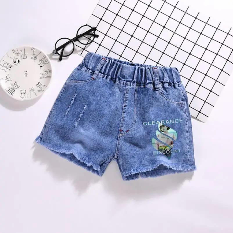 Джинсовые шорты для девочек летние детские короткие штаны с героями