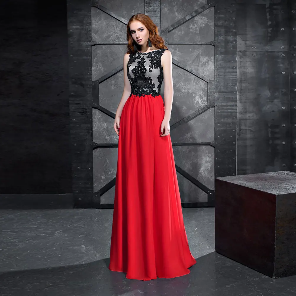 

Red A-line Jewel Sweep/Brush Floor length Zipper Open back Evening Dresses high quality Sleeveles Exquisite sexy s