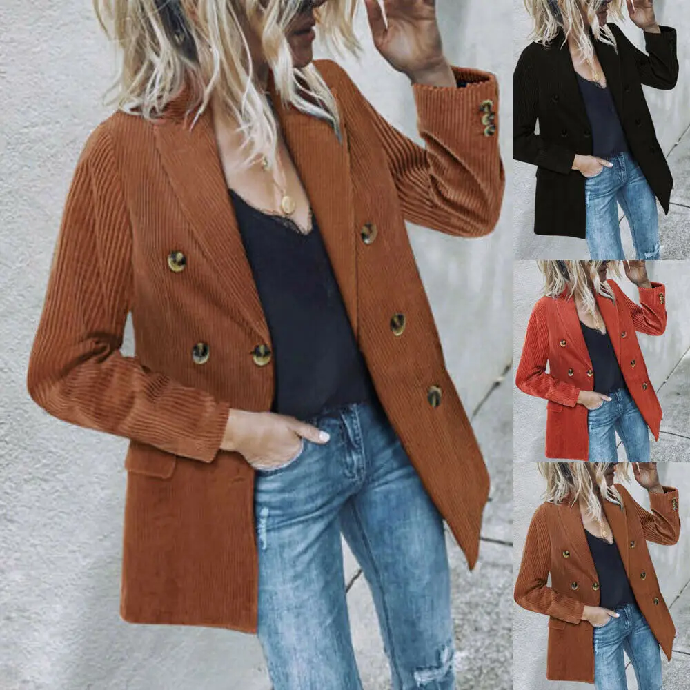 Модный Женский приталенный Блейзер костюм однотонная верхняя одежда на