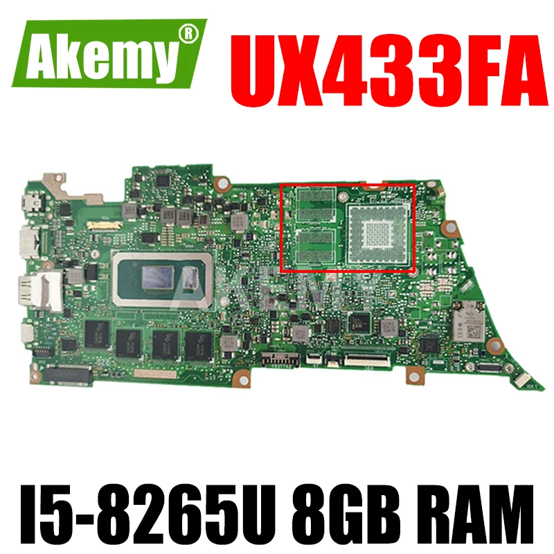 

UX433FA motherboard For ASUS UX433FN UX433FA UX433F UX433 laptop mainboard UX433FA mainboard tested W/ I5-8265U 8GB RAM