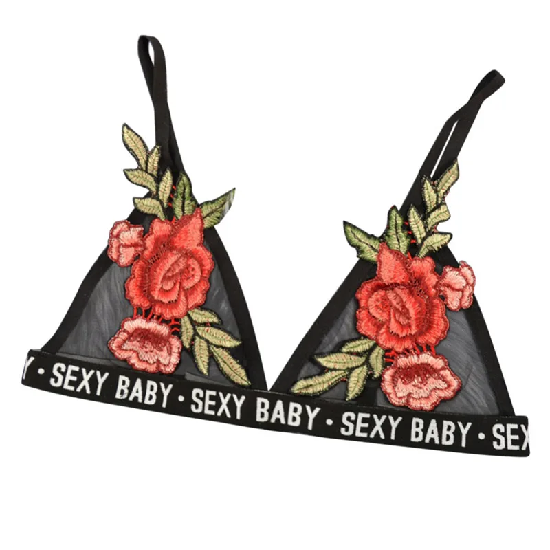 Сексуальный черный бюстгальтер пуш ап с цветочным рисунком для девочек женское