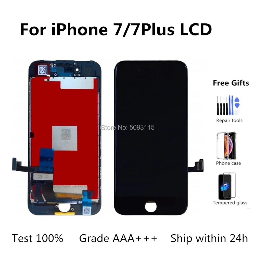 

AAA+++LCD Display For iPhone 7 Touch Screen Replacement For iPhone 7 Plus No Dead Pixel+Tempered Glass+Tools+TPU