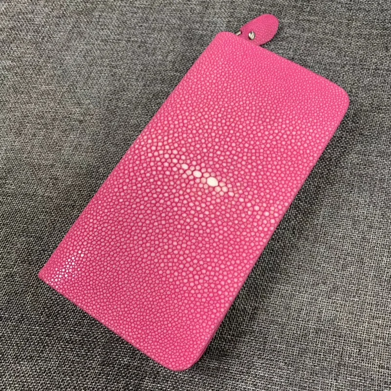 Розовый McParko Stingray кожаный кошелек для женщин из натуральной кожи женские кожаные клатчи кошельки Женская кожа ската Длинный кошелек красный зеленый - Цвет: Розовый