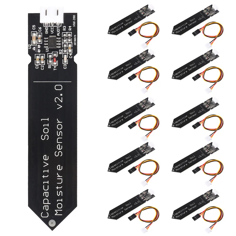 

10pcs/lot Capacitive Soil Moisture Sensor Not Easy to Corrode Wide Voltage Wire Suitable for Arduino