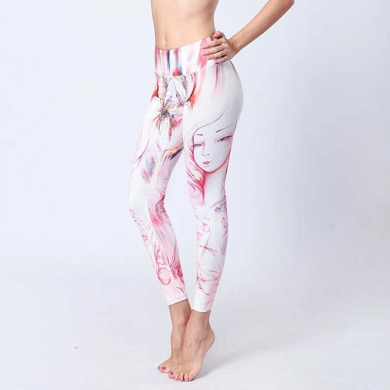 

Yoga Pants Women Unique Fitness Leggings Workout Sports Running Leggings Sexy Push Up Gym Wear Elastic Slim Pants Color printing