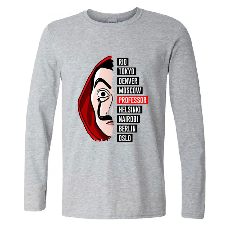 Футболка с длинным рукавом для мужчин смешная футболка дизайном La Casa De Papel