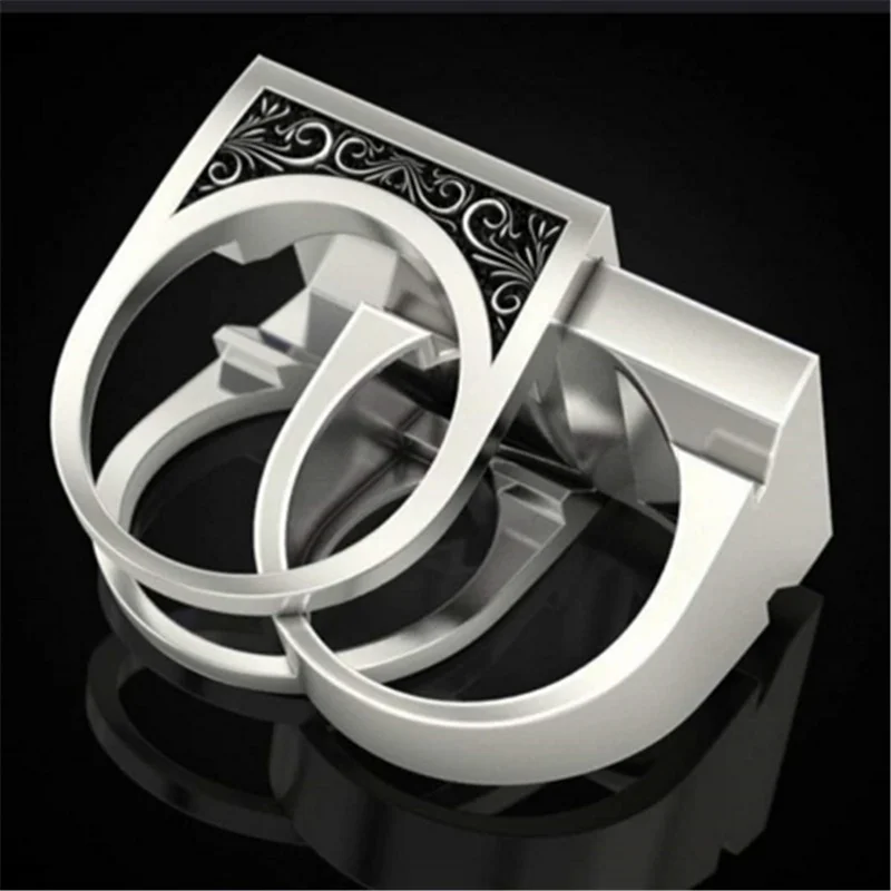 

Vintage Pattern Rings Men Holloway Urn Coffin Cubicle Memorial Coffin Ring Male Domed Hip-hop Punk Style Viking Combination Ring