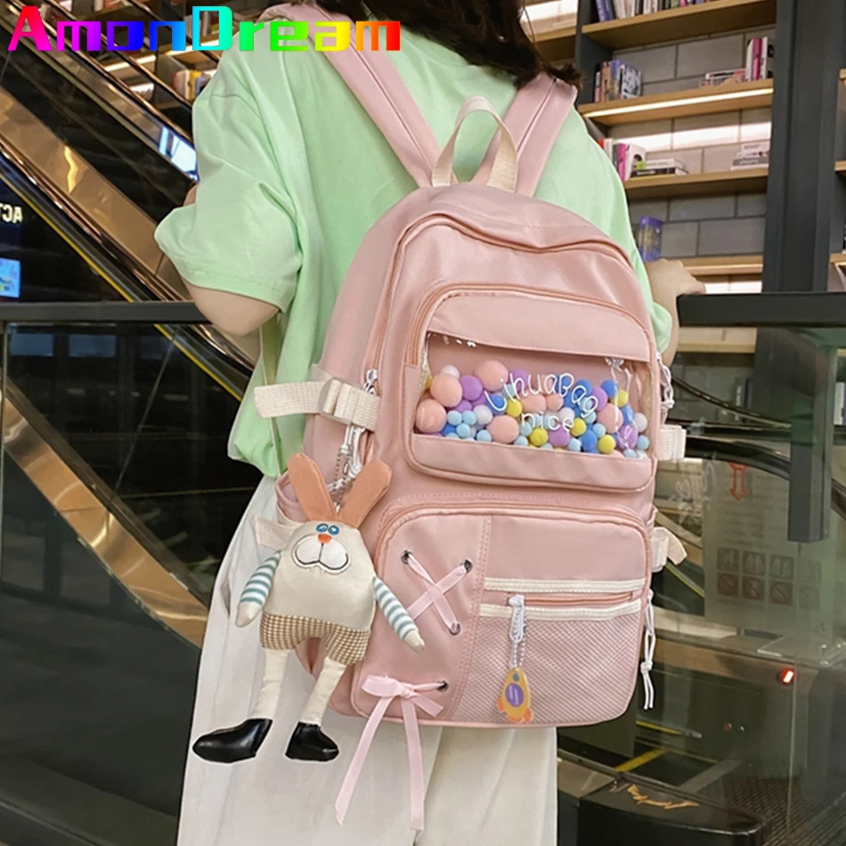 

Kawaii Women Backpack Preppy Style Harajuku Girls School Bag Teen Student Bagpack Female Bookbag Large Capacity Mochila Rucksack