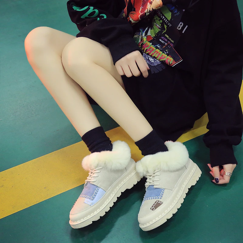 

2019 New Women Snow Boots Fashion Women Ankle Boots Warm Plush Winter Women Boots Black Boots Women Platform U11-26