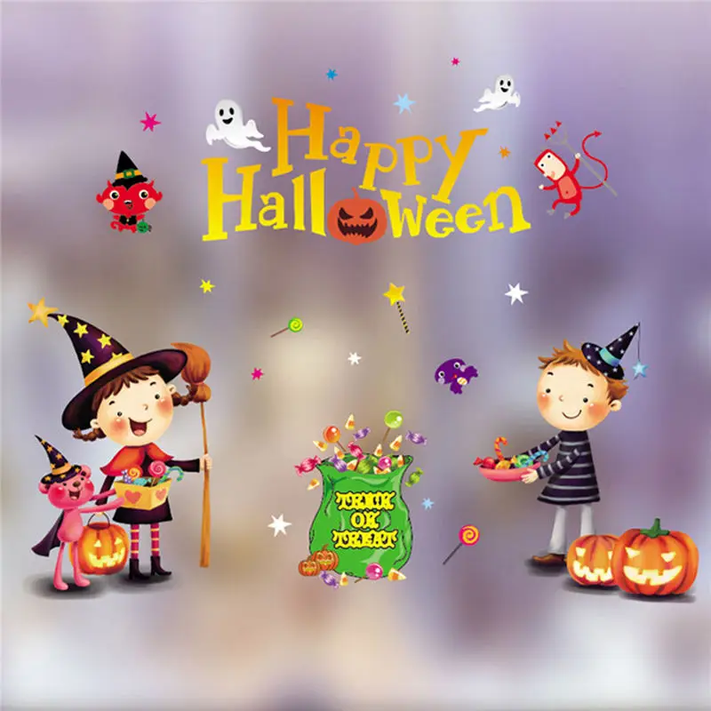 Смешные Хэллоуин кости тыквы статическое электричество стикер