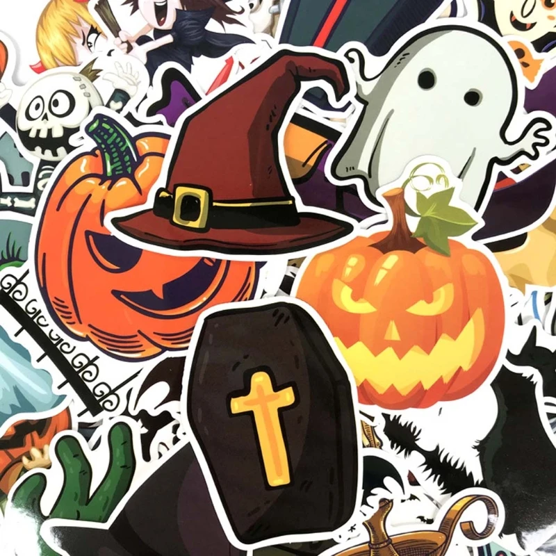 

50pcs/pack Halloween Series Decorative Waterproof Stickers for Laptop Tablet Car