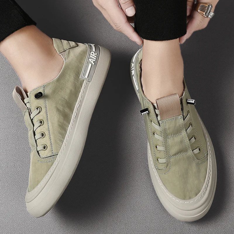 

Men Sneakers Comfortable Ice Silk Cloth Men Skateboard Shoes Men's Casual Shoes Breathable Four Seasons Fashion Board Men Shoes