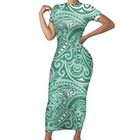 polynesian samoan tribes dress sexy fashion short sleeve round collar plus size long skirt summer party feasts clothing