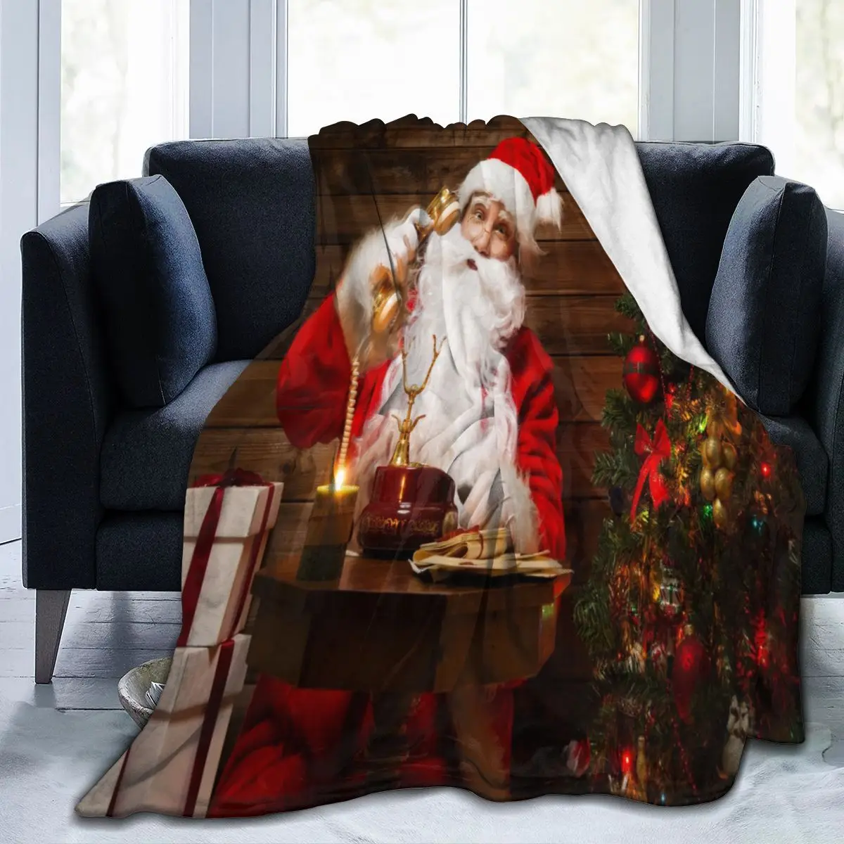 

Christmas Eve 3D blanket, personalized printing, soft and warm coral velvet, mechanically washed flannel blanket