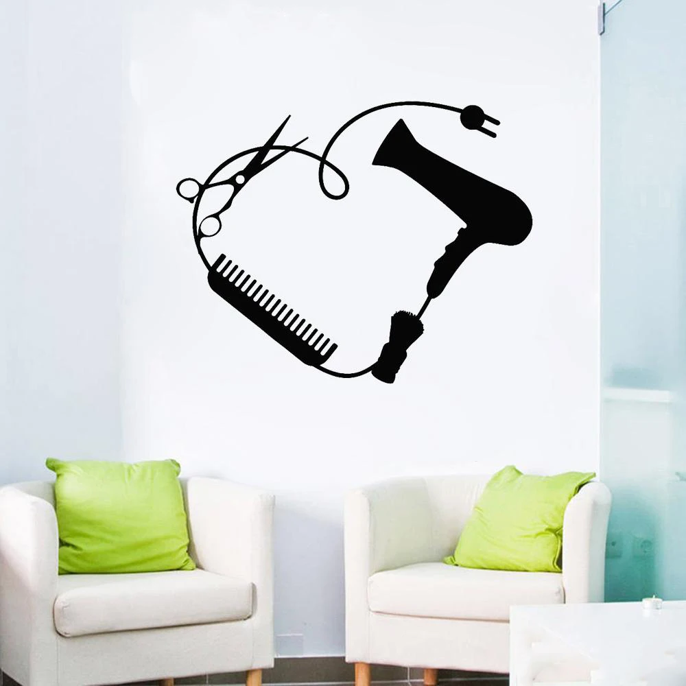 Фен для волос расческа ножницы парикмахерские инструменты аксессуары наклейка