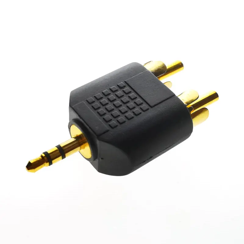 1 шт. Новый позолоченный штекер 24K 3 5 мм на 2 RCA разъема для AV Audio | Электронные