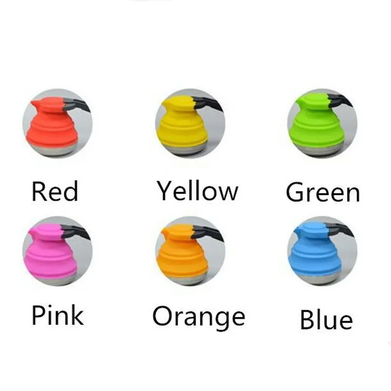 

Outdoor portable silicone kettle Foldable Collapsible silicone kettle 1.2L 304 stainless steel bottom Food grade silicone