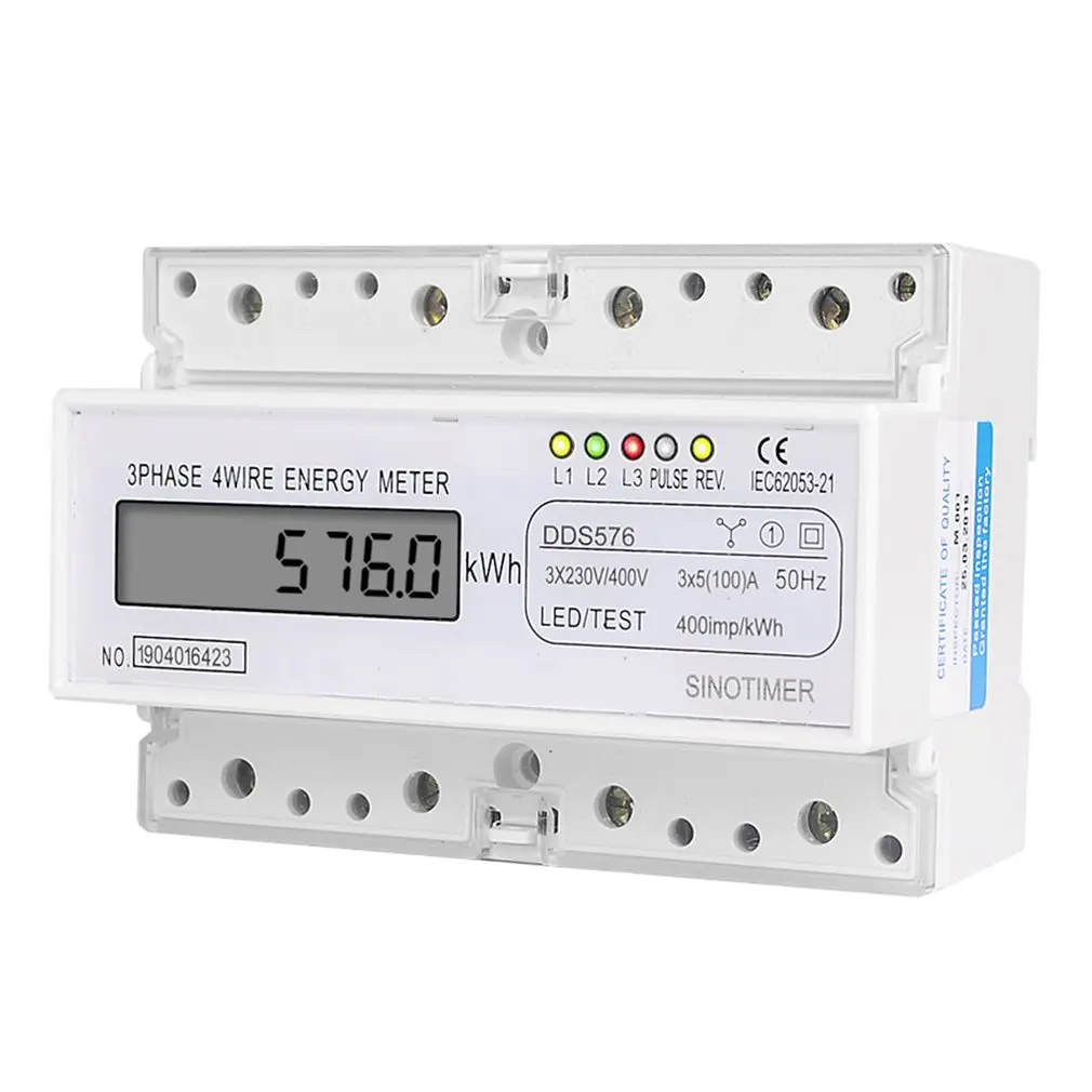 SINOTIMER DDS576 трехфазный 4 провода 7P ЖК-цифровой ваттметр энергопотребление din-рейка