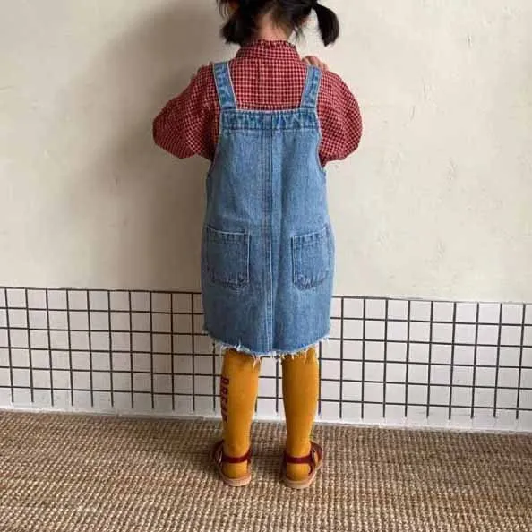 

Children new spring 2020 Korean dress girls baby joker lovely denim sleeveless dress