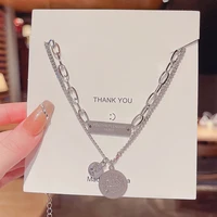 hip hop style retro double layer titanium steel necklace for women christmas birthday gift design clavicle chain fashion women
