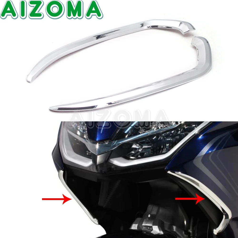 

Pair Motorcycle Front Fairing Cover Vertical Vent Trim Frame Chrome For Honda GL1800 Goldwing Gold Wing GL 1800 2018-2021 2020