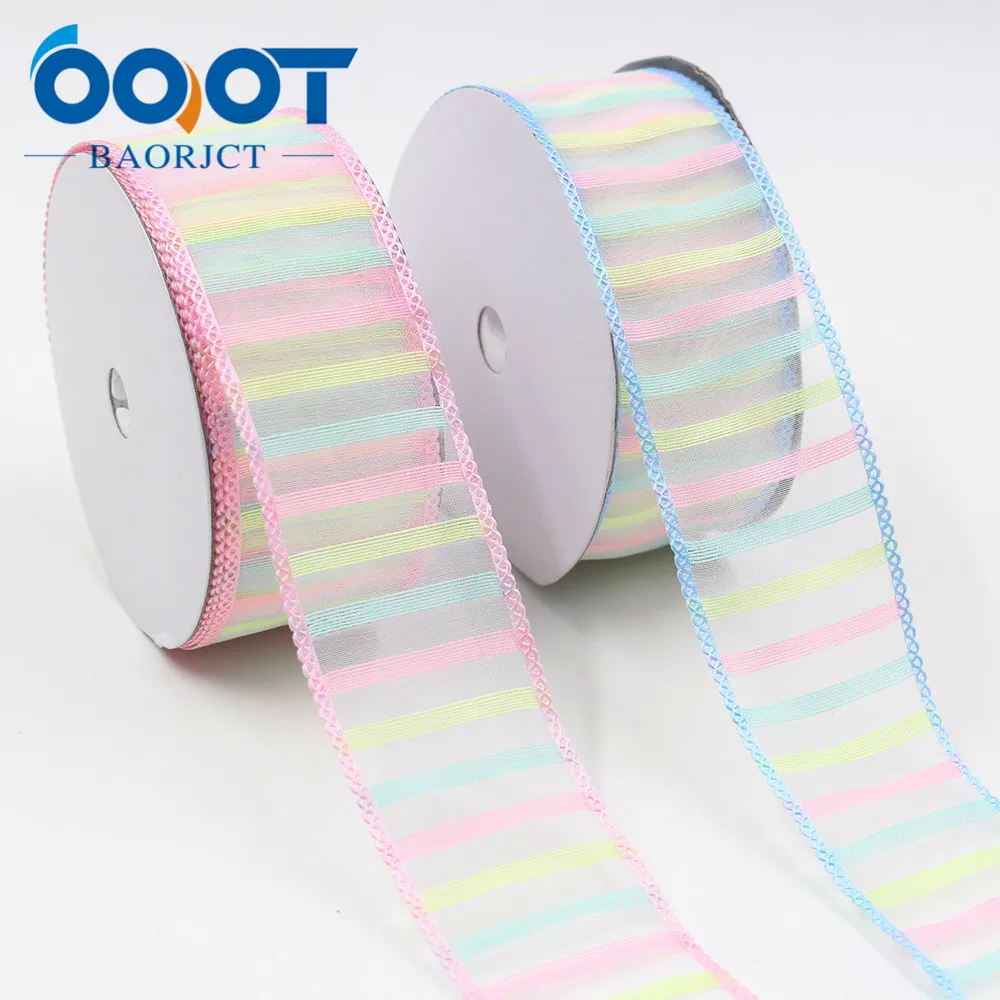 OOOT BAORJCT L-20325-186 38 мм 5 ярдов цветная Двусторонняя Цветочная прозрачная пряжа лента