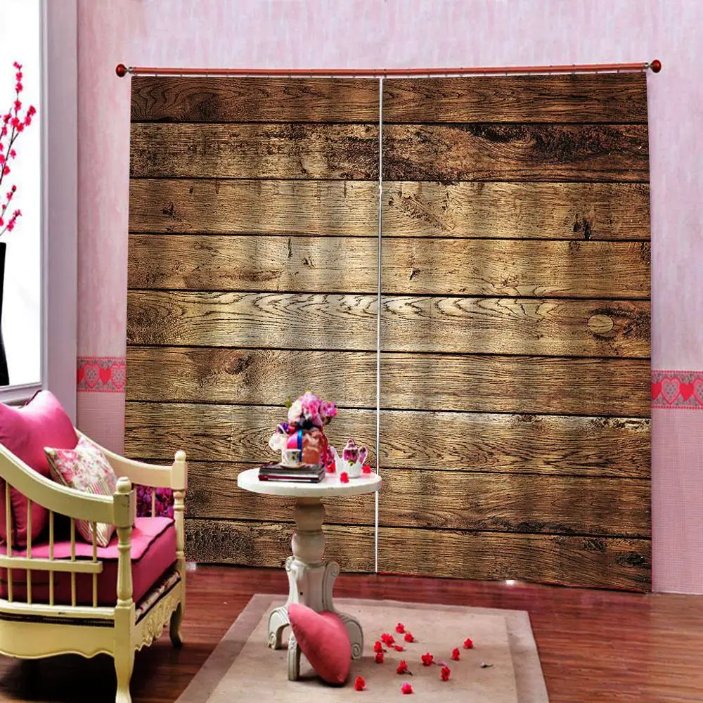 Custom yellow woods blackout curtains Window Blackout Luxury 3D Curtains set For Bed room Living Office | Дом и сад