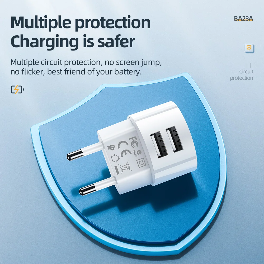 borofone 5v 2 4a dual usb charger eu plug quick charge wall charger mobile phone charging mini adapter travel charger for iphone free global shipping