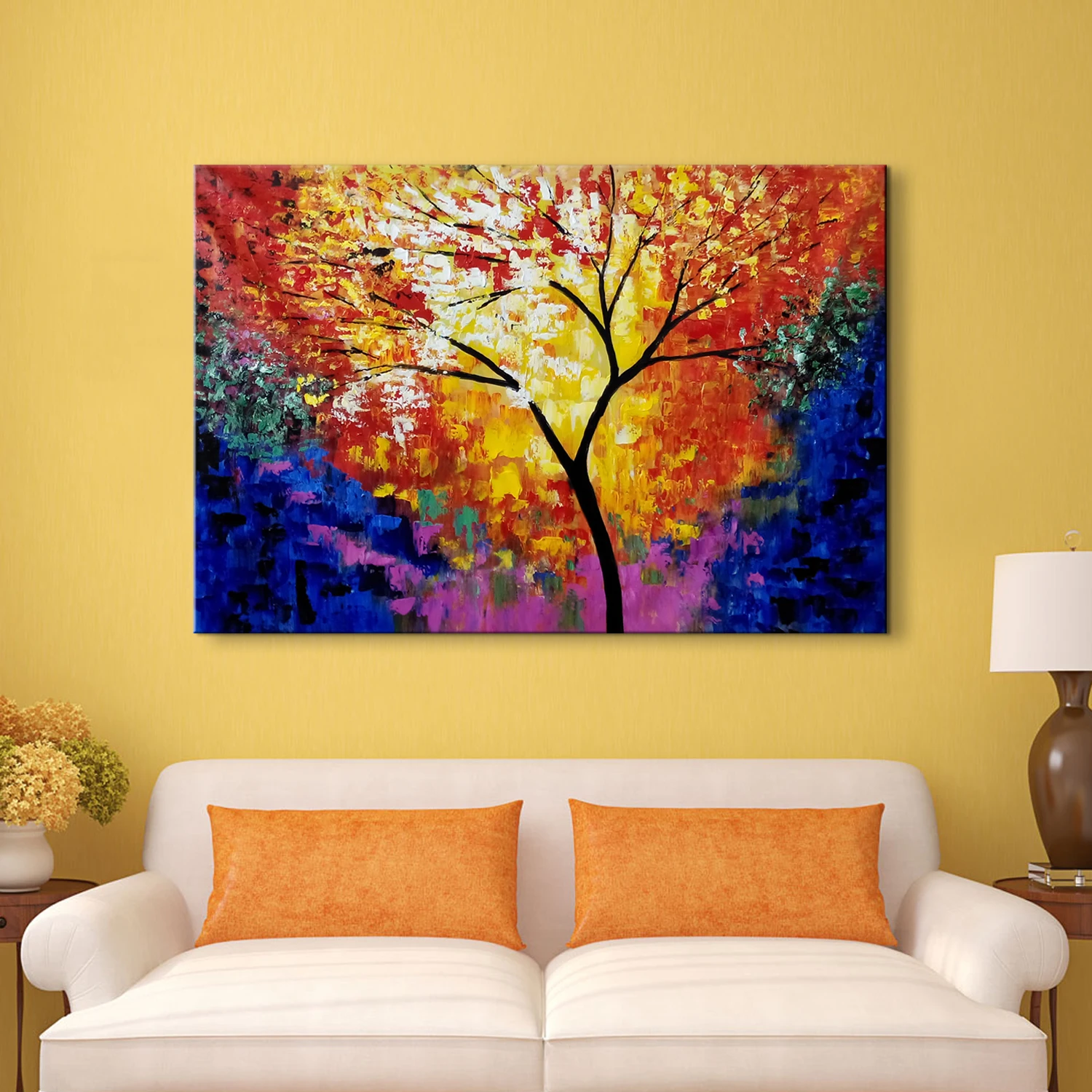 Arthyx без рамки ручная роспись Современная красочная палитра деревьев нож картина