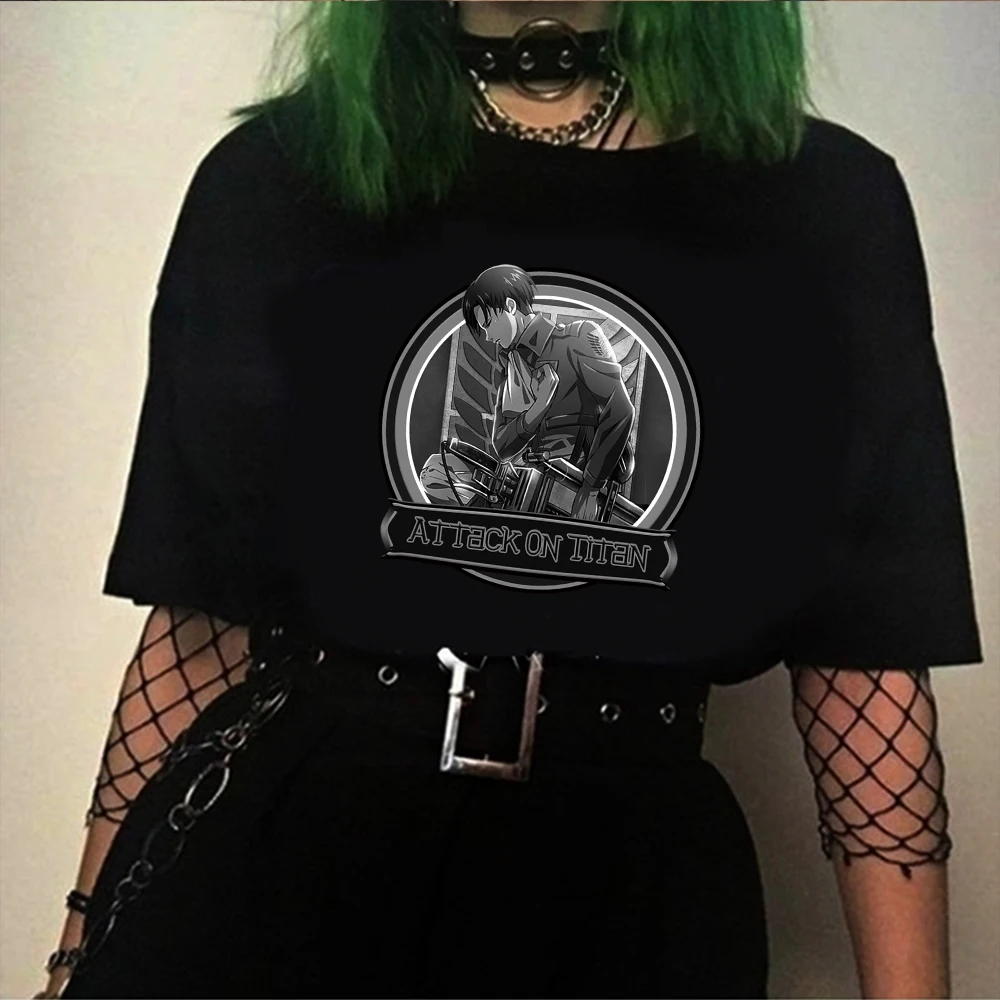 

Hot Japanese Anime Attack on Titan T Shirt Vintage Chic Manga Streetwear Round Neck Manga Print Tee Tops Unisex