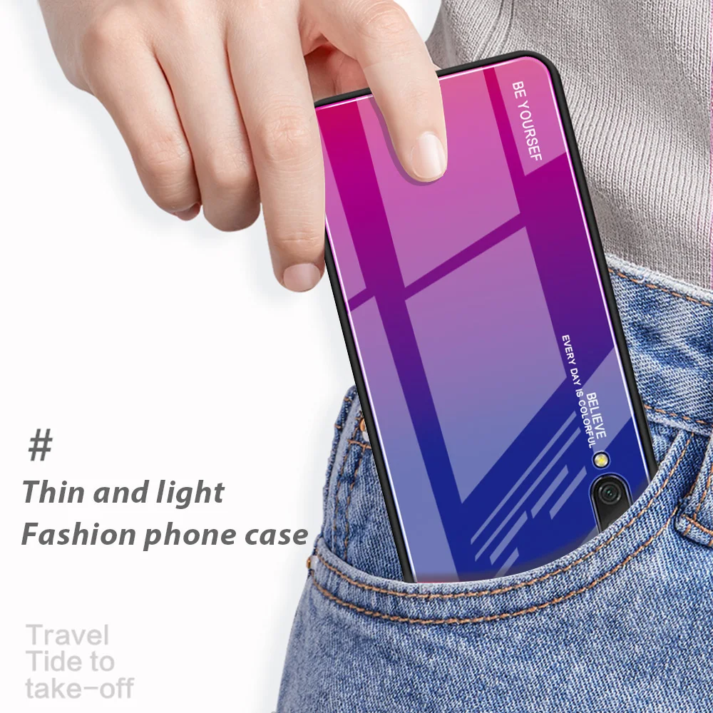 Градиентный чехол из закаленного стекла для Xiaomi mi 9 SE 9T Red Note 7 Pro CC9 E края ТПУ