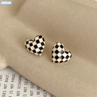 kshmir south korea earrings temperament simple oil drop color plaid earrings suitable for women party earrings heart earrings