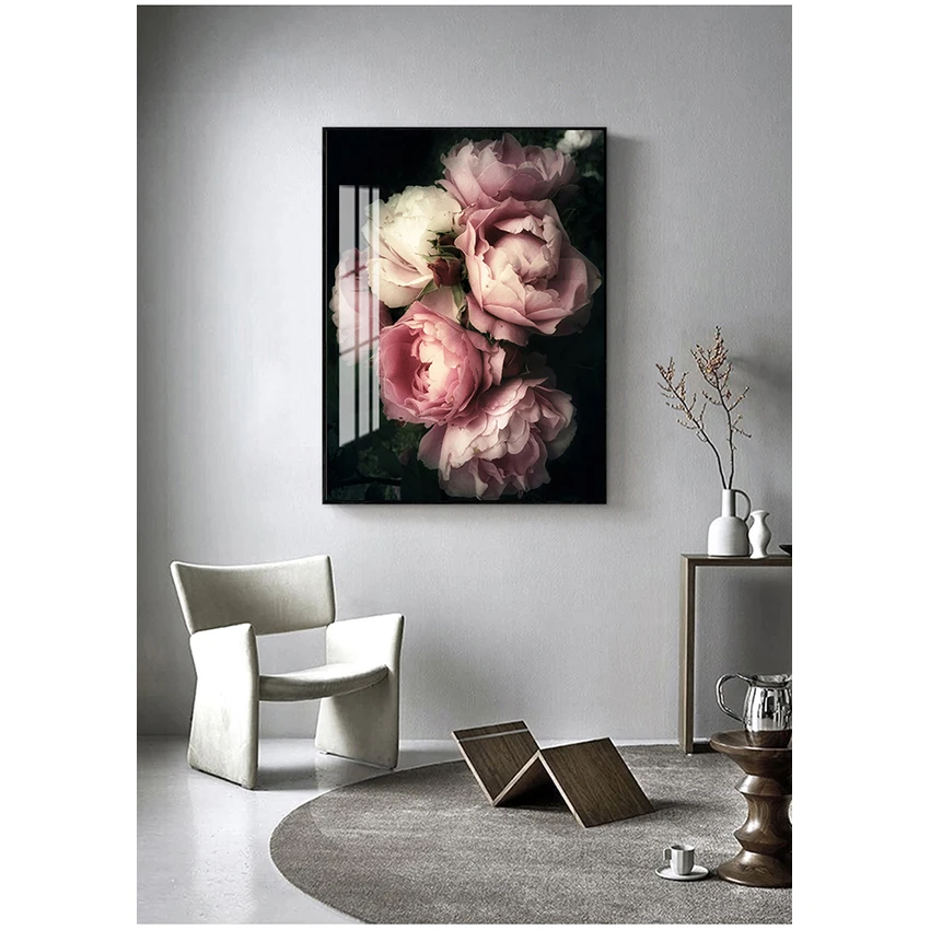 Fashion Posters And Prints Living Room Decor Vintage Poster Flowers Wall Art Canvas Print Pink Peony Floral Painting Picture |
