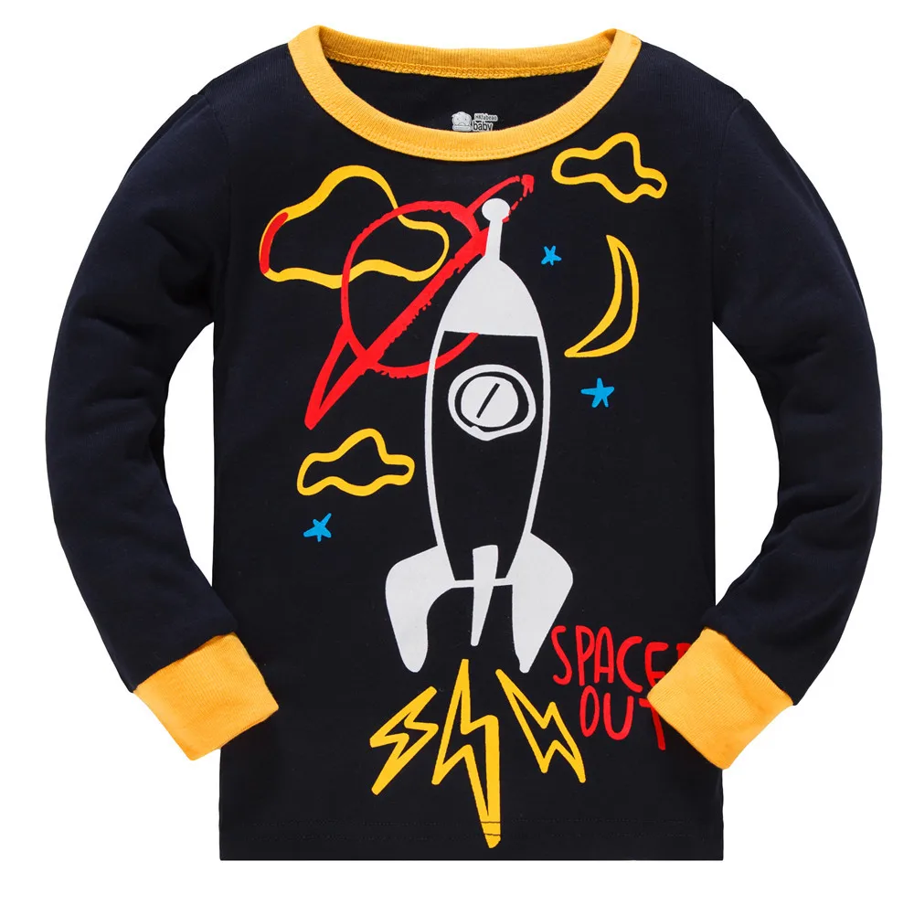 Детская Пижама пижамы из 100% хлопка с космическим принтом для мальчиков и