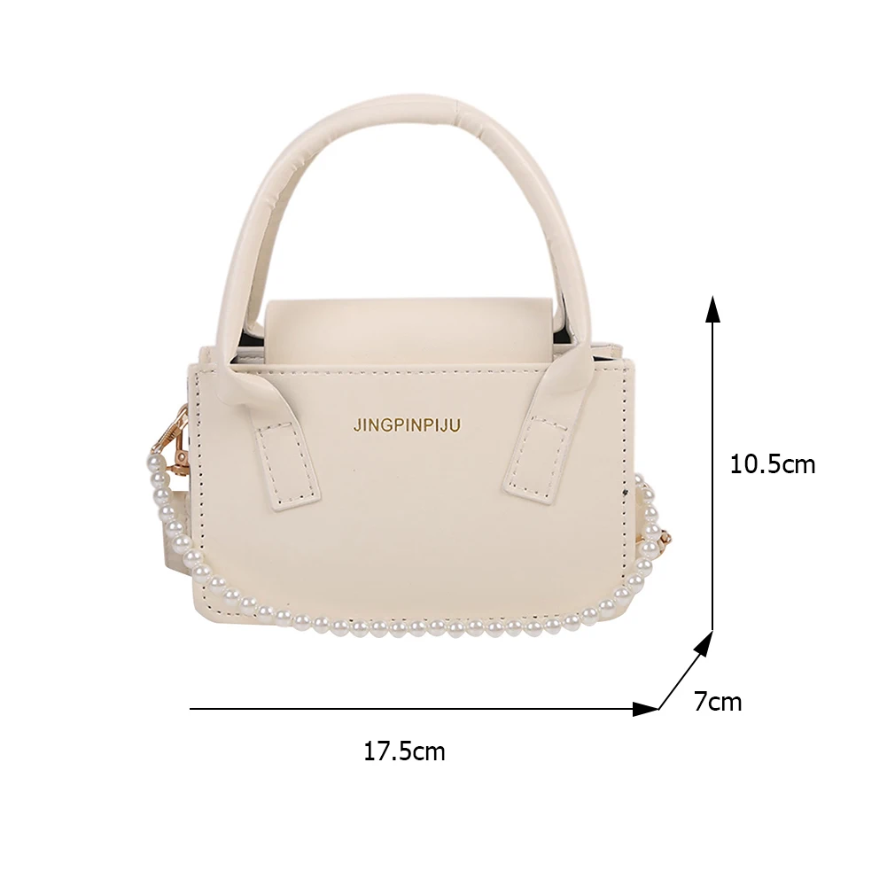 

2021 Women Branded Solid Color Small Shoulder Bags 2021 PU Leather Crossbody Female Pearl Chain Bag Daily Square Tote Bags