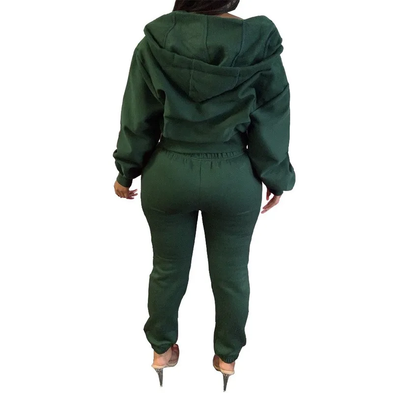 

FIXSYS Autumn Solid Color Hoodie Jogging Two Piece Suit Women Tracksuit 2 Piece Set Winter Wholesale