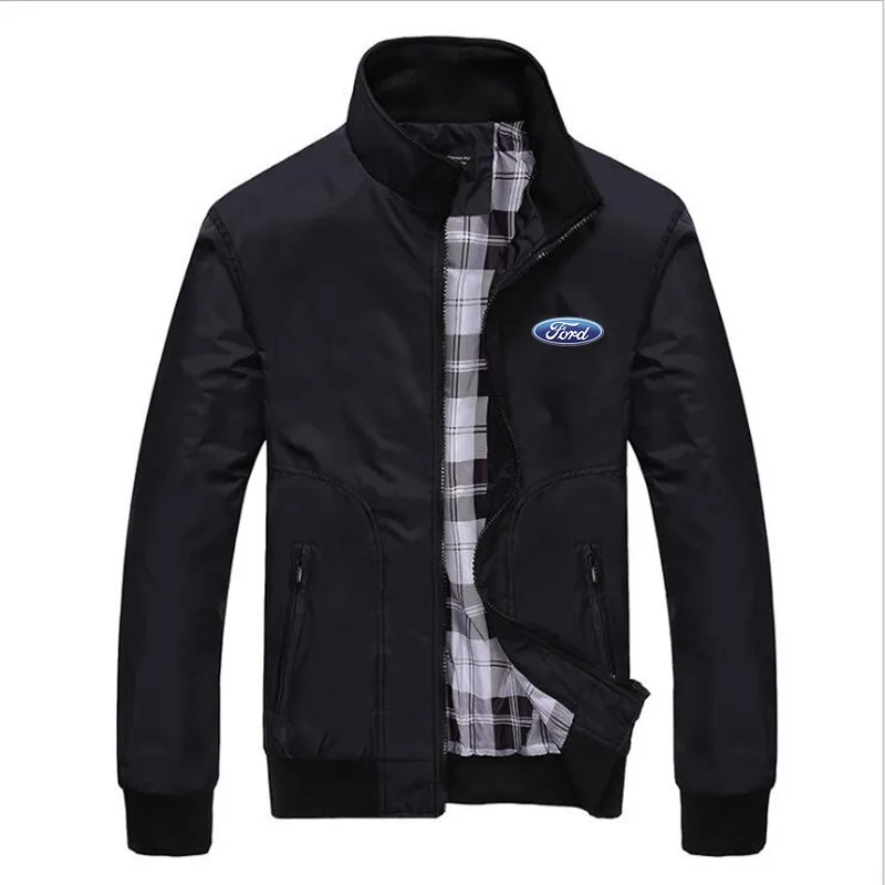 

Ford car logo 2021 new spring and autumn men's casual zipper solid color men's bomber jacket baseball uniform jacket