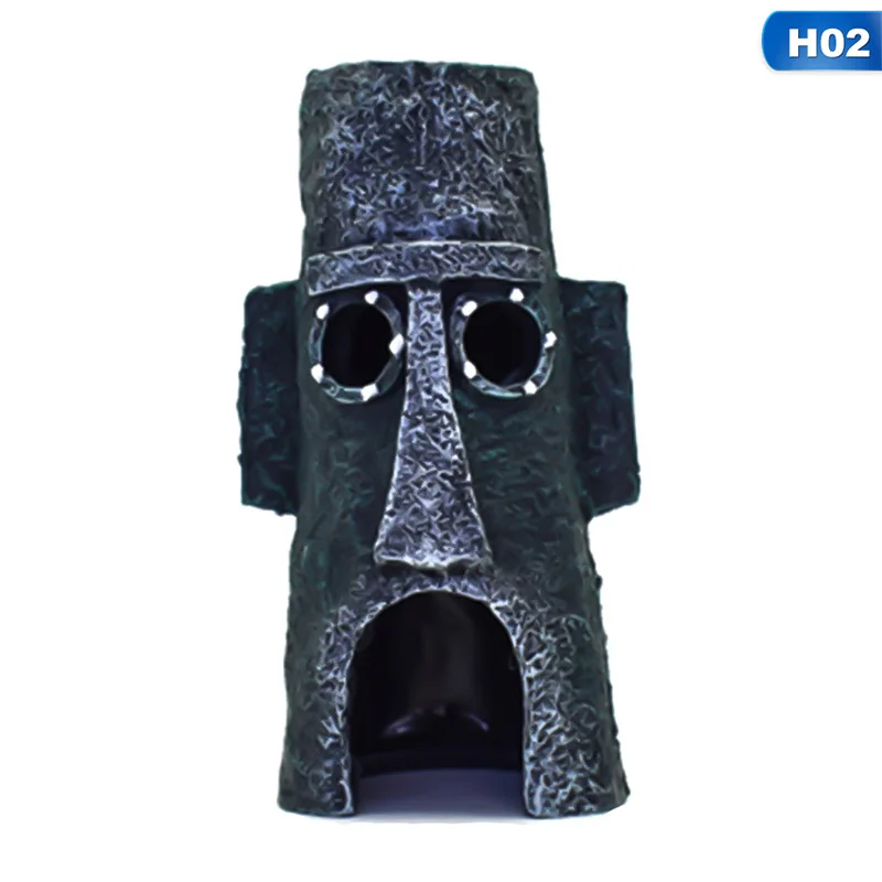 

Cute Aquarium Pineapple Squidward House Decoration Fish House Shelter Ornament Cartoon House Home Fish Tank Aquarium Decor