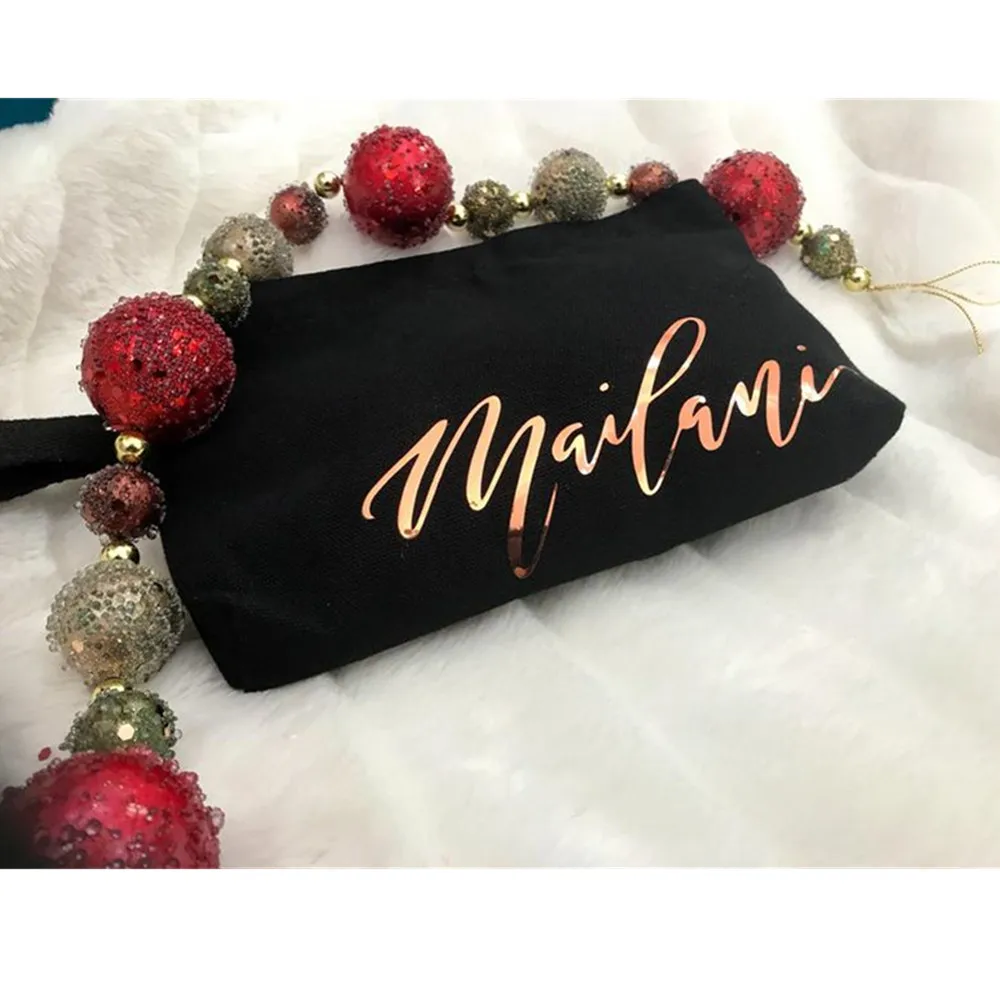 

Золотая сумка из фольги для туалетных принадлежностей, индивидуальная хлопковая командная косметичка для невесты, сумки для макияжа подру...