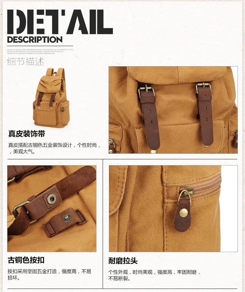 

Vintage Durable Canvas Men Backpack Fashion Preppy Boy's School Bag OK for 14" Laptop