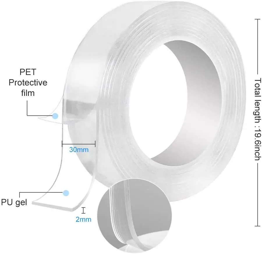 

Transparent nano tape washes with water, double-sided tape traceless nano glue can be reused, self-adhesive, household waterproo