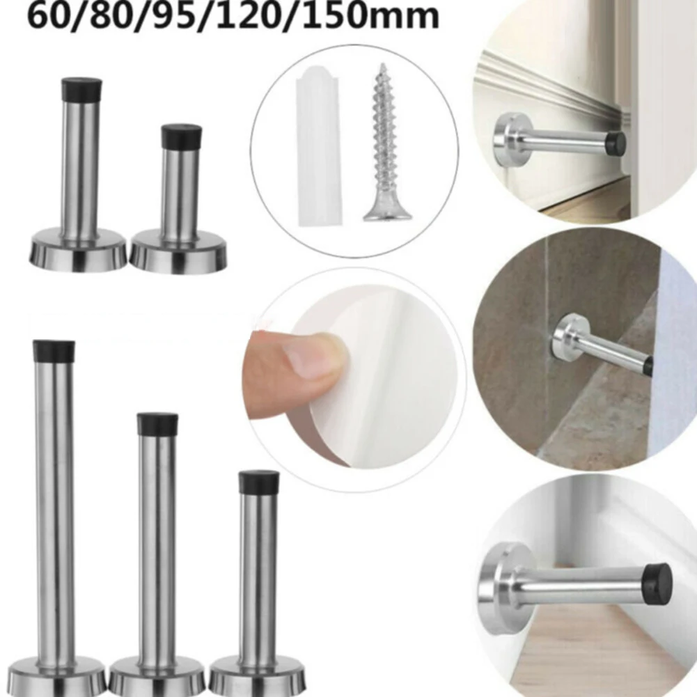 

Stainless Steel Rubber Catch Door Home Bedroom Toilet Doorstop Stopper With Fittings Buffer Stop Holder Mounted Protector